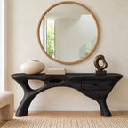 Mid Century Open Leg Console Table With Hidden Drawer For Entryway
