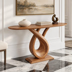 Handcrafted Closed Loop Pedestal Console Table For Entryway