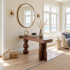 Artisan Sphere And Knot Pedestal Console Table For Entryway