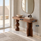 Artisan Sphere And Knot Pedestal Console Table For Entryway