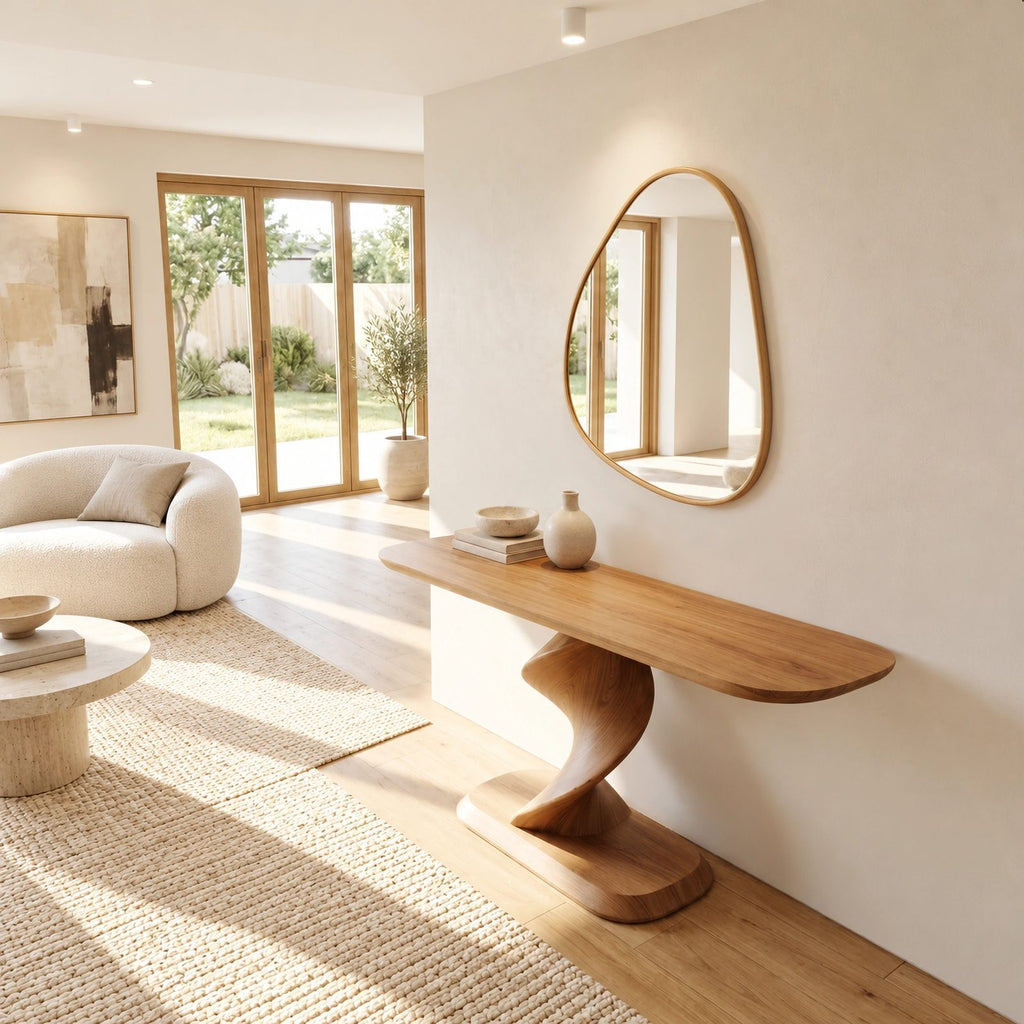Contemporary Spiral Pedestal Console Table For Entryway