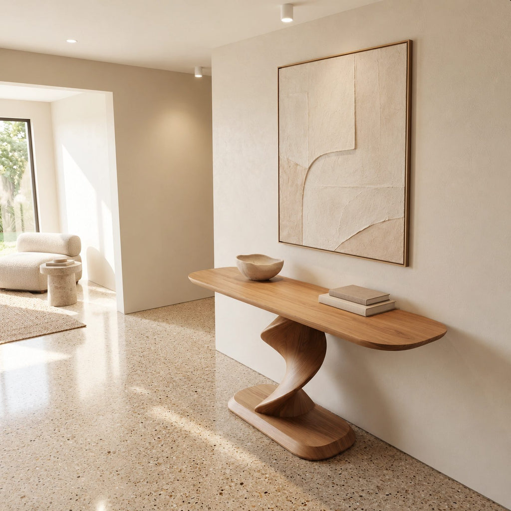Contemporary Spiral Pedestal Console Table For Entryway