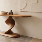 Contemporary Spiral Pedestal Console Table For Entryway