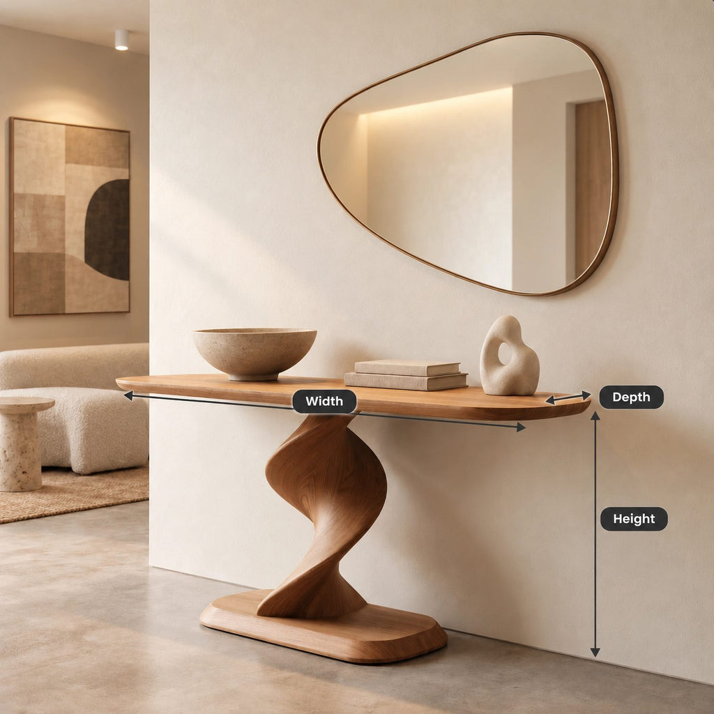 Contemporary Spiral Pedestal Console Table For Entryway