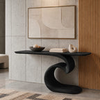 Sculptural Ocean Wave Console Table With Curling Base For Entryway
