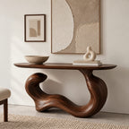 Japandi Flowing Wave Console Table With Soft Curved Base For Entryway