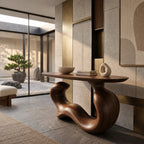 Japandi Flowing Wave Console Table With Soft Curved Base For Entryway