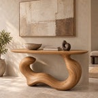 Japandi Flowing Wave Console Table With Soft Curved Base For Entryway