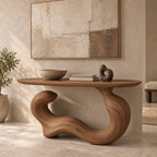 Japandi Flowing Wave Console Table With Soft Curved Base For Entryway