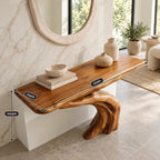 Rustic Root Base Pedestal Console Table For Entryway
