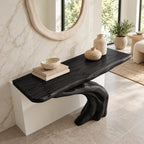 Rustic Root Base Pedestal Console Table For Entryway