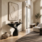 Handcrafted Solid Wood Console Table With Pierced Pedestal For Hallway