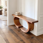 Contemporary Double Ring Wood Console Table For Entryway