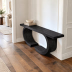 Contemporary Double Ring Wood Console Table For Entryway