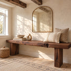 Farmhouse Solid Wood Entryway Bench With Chunky Legs