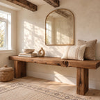Farmhouse Solid Wood Entryway Bench With Chunky Legs