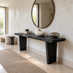 Live Edge Slab Console Table With Solid Panel Legs For Entryway