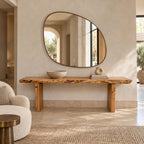 Live Edge Slab Console Table With Solid Panel Legs For Entryway