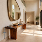Live Edge Slab Console Table With Solid Panel Legs For Entryway