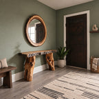 Farmhouse Gnarled Root Console Table With Live Edge Top For Hallway