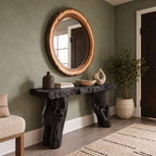 Farmhouse Gnarled Root Console Table With Live Edge Top For Hallway