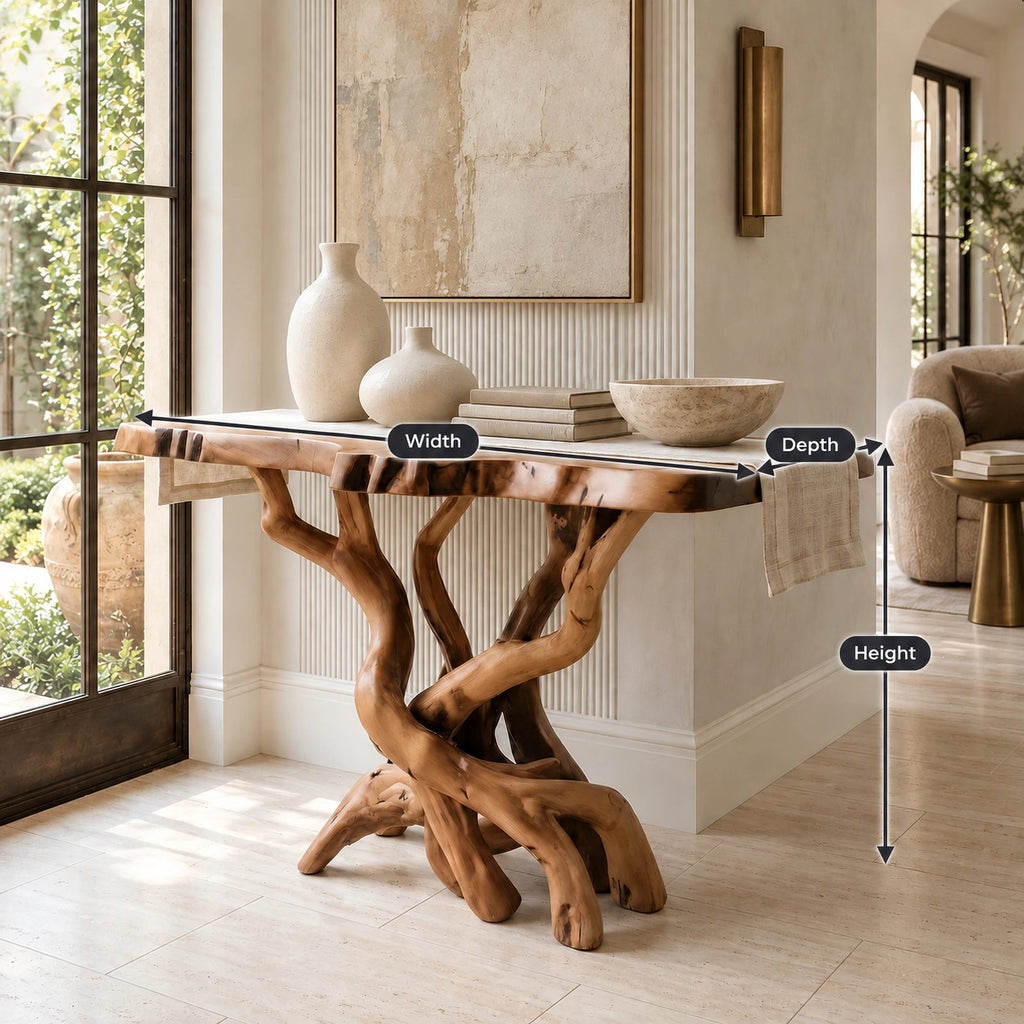 Organic Tangled Root Wood Console Table For Hallway