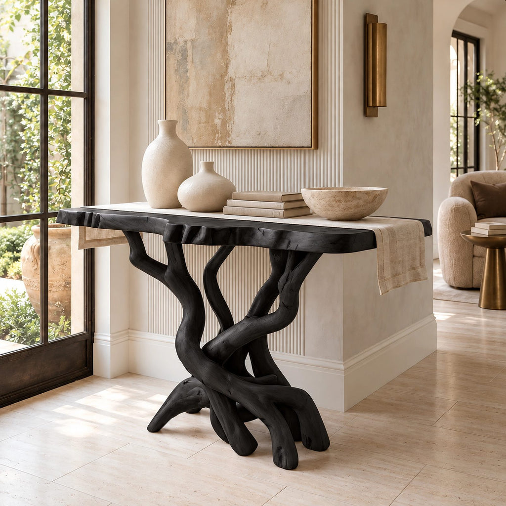 Organic Tangled Root Wood Console Table For Hallway
