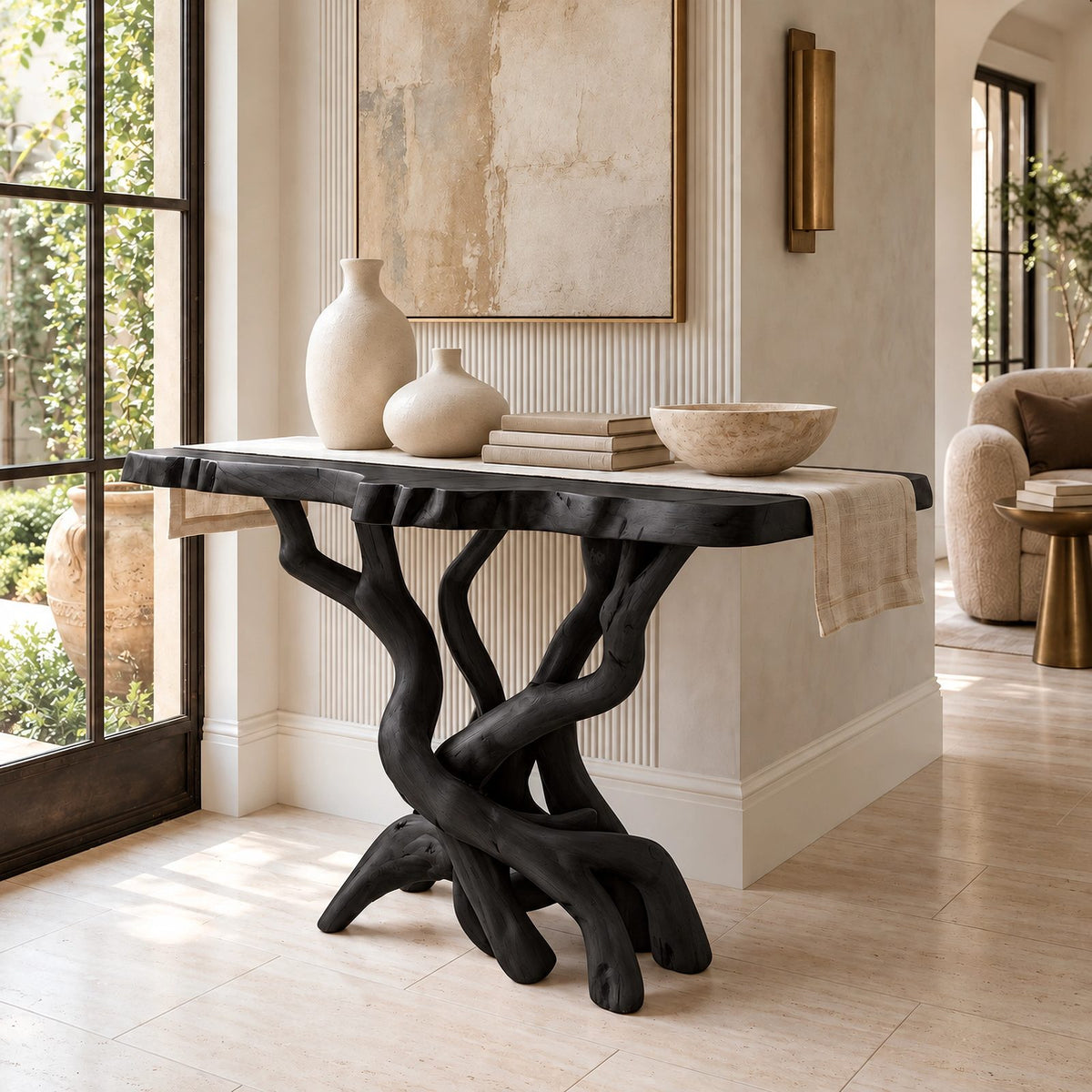 Organic Tangled Root Wood Console Table For Hallway