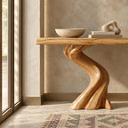 Modern Serpentine Wood Console Table For Living Room
