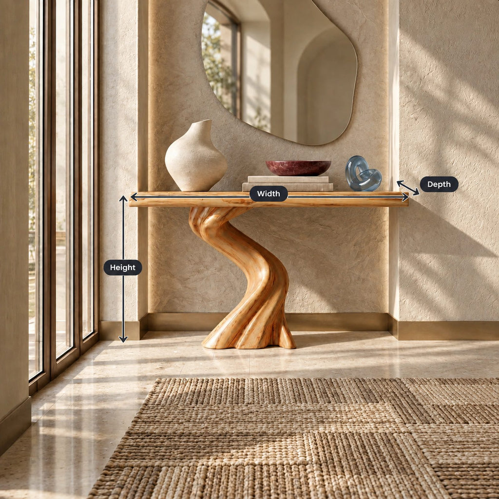 Modern Serpentine Wood Console Table For Living Room