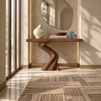 Modern Serpentine Wood Console Table For Living Room