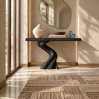 Modern Serpentine Wood Console Table For Living Room