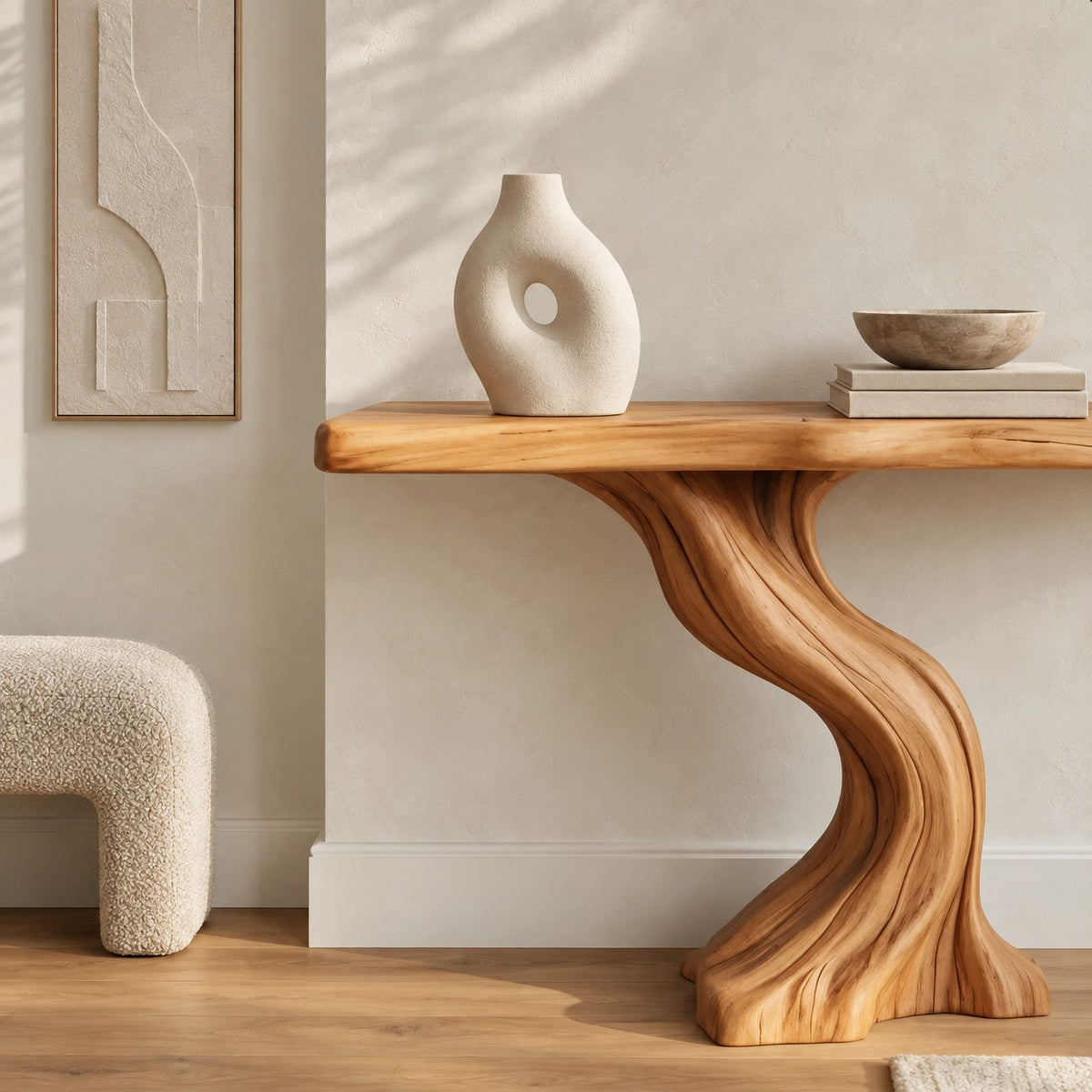 Minimalist Twisting Wood Console Table For Entryway