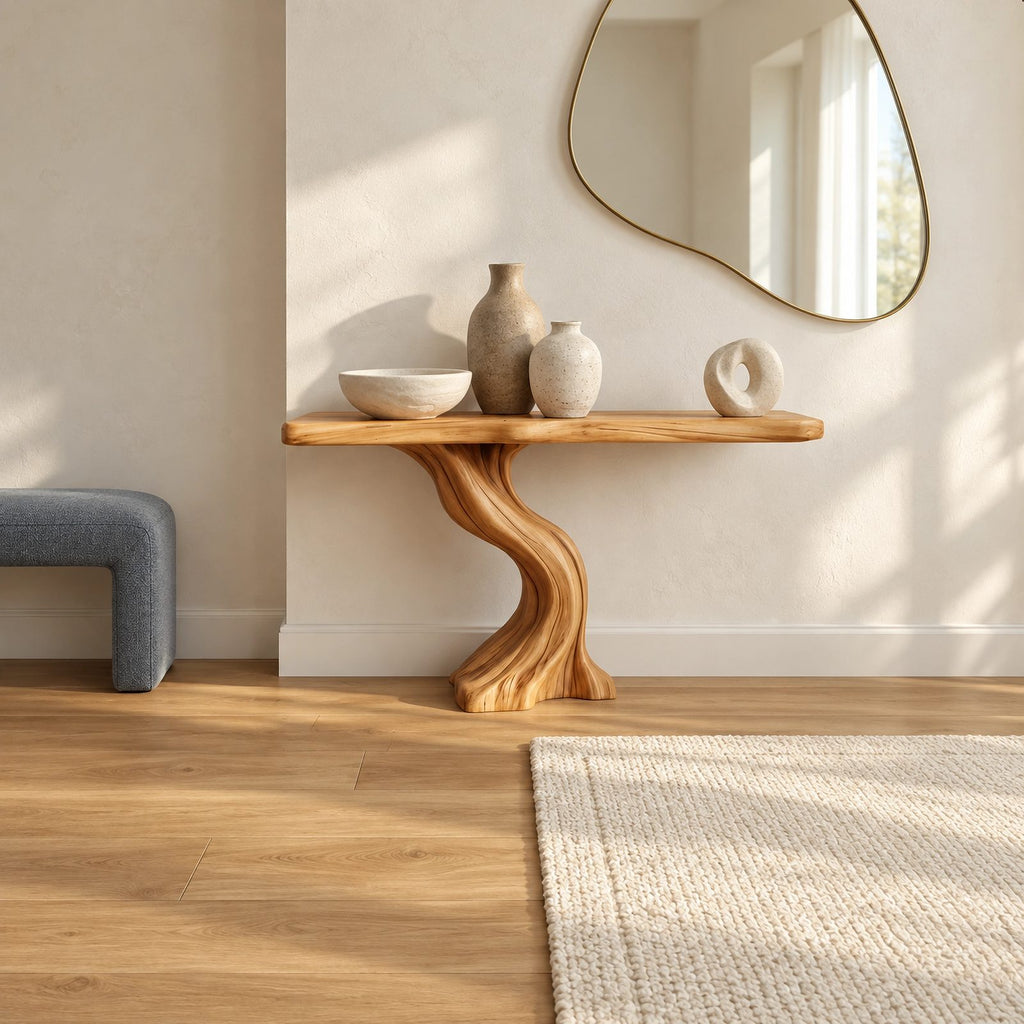 Minimalist Twisting Wood Console Table For Entryway