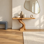 Minimalist Twisting Wood Console Table For Entryway