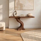 Minimalist Twisting Wood Console Table For Entryway