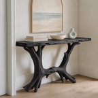 Coastal Driftwood Style Wood Console Table With Branch Legs For Hallway