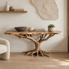 Dramatic Tree Trunk Wood Console Table For Entryway