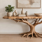 Dramatic Tree Trunk Wood Console Table For Entryway