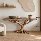 Dramatic Tree Trunk Wood Console Table For Entryway