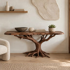 Dramatic Tree Trunk Wood Console Table For Entryway