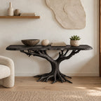 Dramatic Tree Trunk Wood Console Table For Entryway