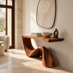 Mid Century Sculptural Console Table With Flowing Wave Base For Foyer