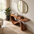 Mid Century Sculptural Console Table With Flowing Wave Base For Foyer