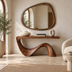 Mid Century Sculptural Console Table With Flowing Wave Base For Foyer