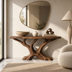 Rustic Tree Root Console Table With Branching Base For Living Room