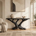 Rustic Tree Root Console Table With Branching Base For Living Room