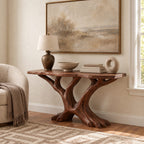 Rustic Tree Root Console Table With Branching Base For Living Room