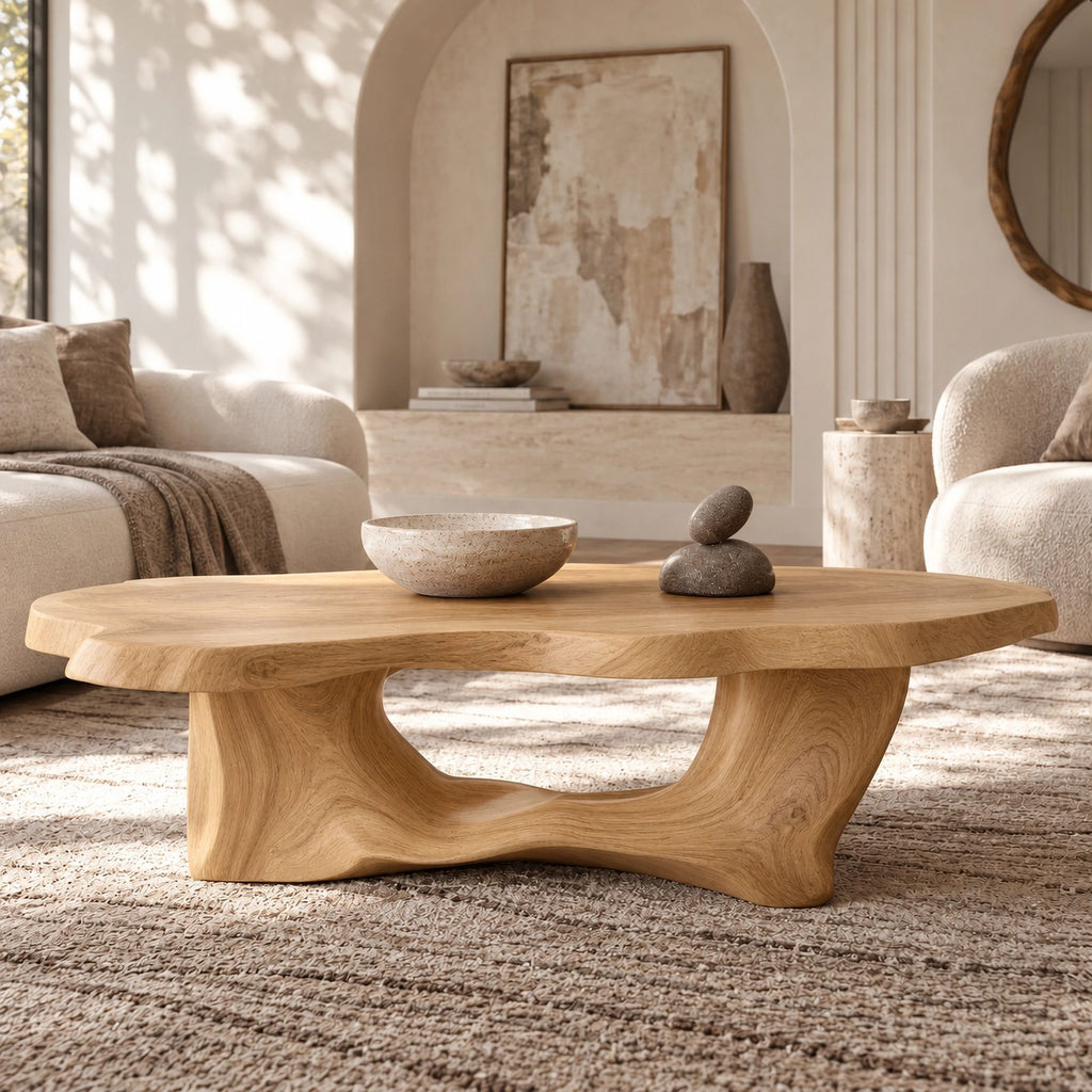 Organic Driftwood Coffee Table With Sculpted Root Base For Living Room