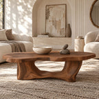Organic Driftwood Coffee Table With Sculpted Root Base For Living Room